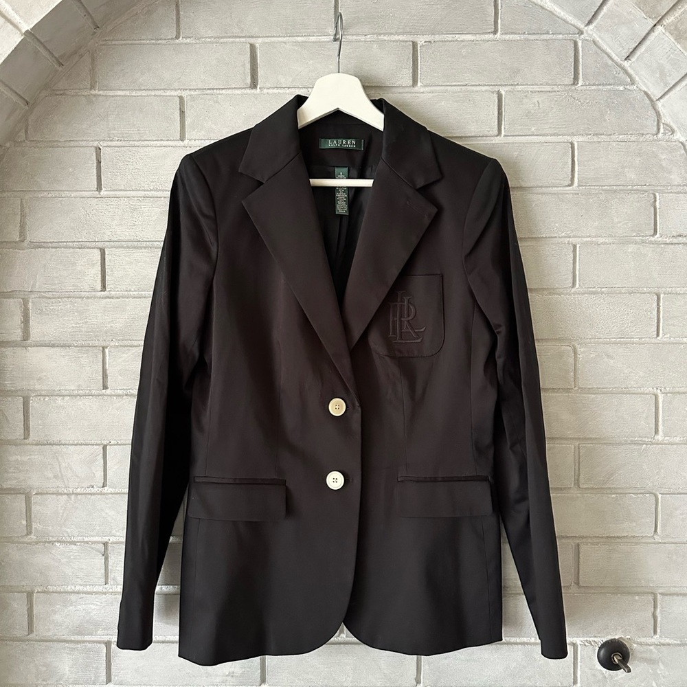 Ralph Lauren Black Blazer with Embroidered Logo